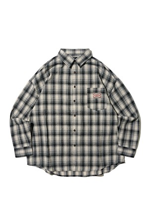 라벨패치 플란넬 체크 셔츠 (블랙)