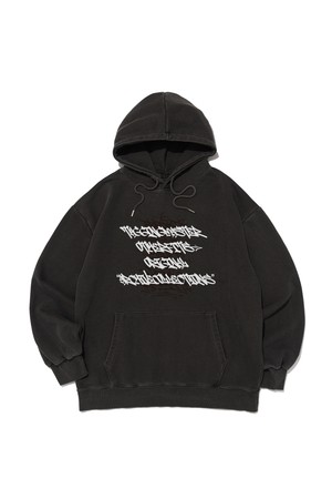 그래피티 레터링 피그먼트 후드티셔츠 (차콜)