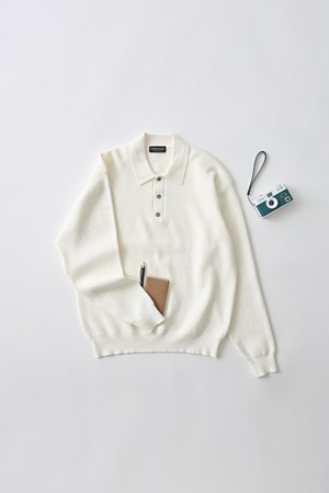 하찌 버튼업 카라 니트 (아이보리)