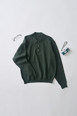 하찌 버튼업 카라 니트 (카키)