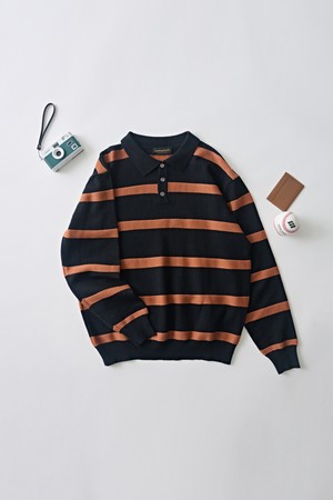 모던 단가라 스트라이프 니트 (블랙)