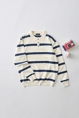 모던 단가라 스트라이프 니트 (화이트)