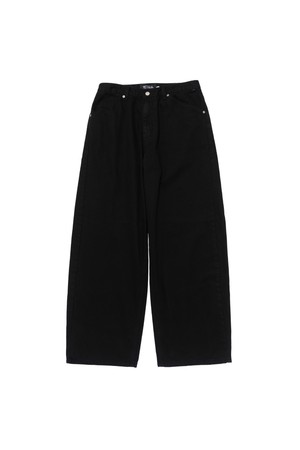 VINTAGE COTTON WIDE CURVED DENIM PANTS (BLACK)