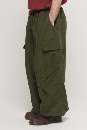 HEAVY FLOW NYLON CARGO WIDE PANTS (KHAKI)