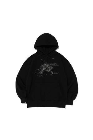 [기모선택] 아일랜드 그래픽 후드 티셔츠 (블랙)