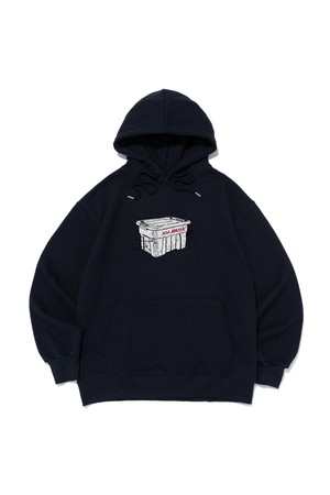 [기모선택] 캠핑 컨테이너 프린팅 후드 티셔츠 (네이비)