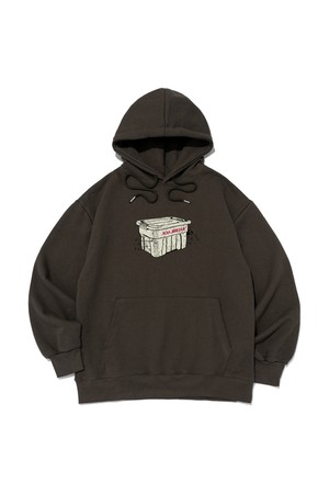 [기모선택] 캠핑 컨테이너 프린팅 후드 티셔츠 (카키)