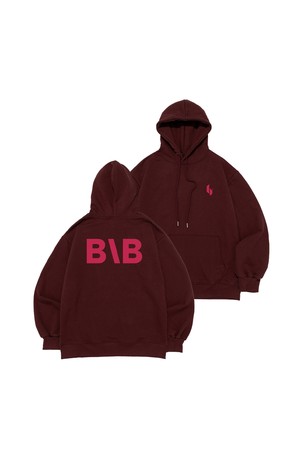 [기모선택] BB 아이덴티티 심볼 로고 후드 티셔츠 (와인)