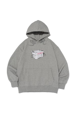 [기모선택] 캠핑 컨테이너 프린팅 후드 티셔츠 (그레이)