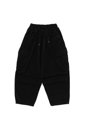 WARM FLEECE TAPERED CARGO PANTS (BLACK)