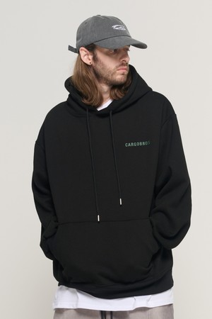 (BIG-SIZE) ESSENTIAL LOGO HOOD T-SHIRT (BLACK)