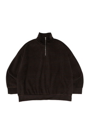 STRIPE HALF ZIP-UP FLEECE (BROWN)