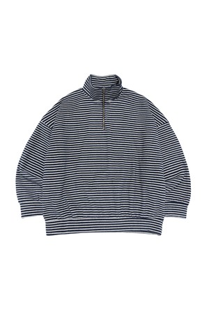 STRIPE HALF ZIP-UP FLEECE (IVORY)