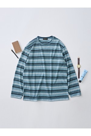 패턴 오브제 세미 긴팔 니트 (블루)