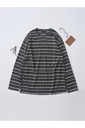 패턴 오브제 세미 긴팔 니트 (블랙)