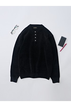 벨로아 리파인드 헨리넥 라운드 니트 (블랙)