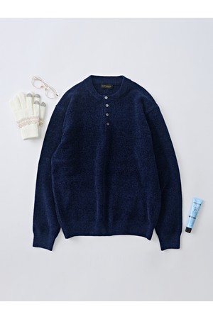 벨로아 리파인드 헨리넥 라운드 니트 (네이비)