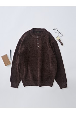 벨로아 리파인드 헨리넥 라운드 니트 (브라운)