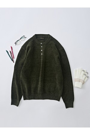 벨로아 리파인드 헨리넥 라운드 니트 (카키)