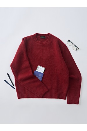 데일리 앙고라 라운드 니트 (레드)