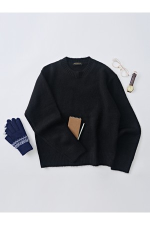 데일리 앙고라 라운드 니트 (블랙)