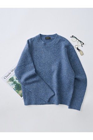 데일리 앙고라 라운드 니트 (블루)