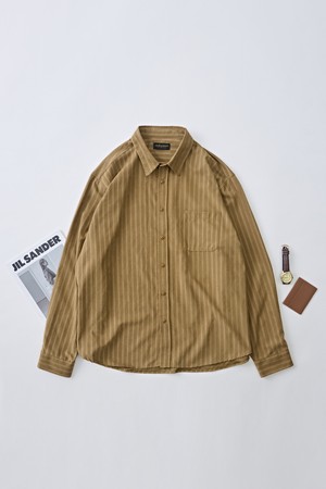 누브크 텍스처 스트라이프 셔츠 (카멜)