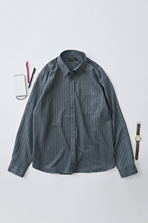 누브크 텍스처 스트라이프 셔츠 (차콜)