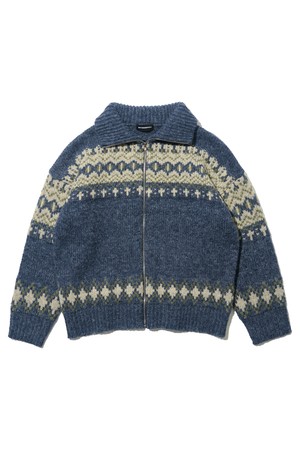 노르딕 하이넥 니트집업 (네이비)