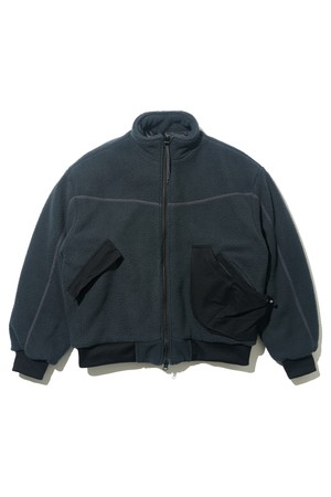 배색 헤비 오버핏 폴리스 자켓 (차콜)