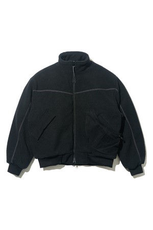 배색 헤비 오버핏 폴리스 자켓 (블랙)