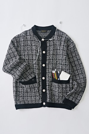 트위드 미니멀 가디건 (블랙)