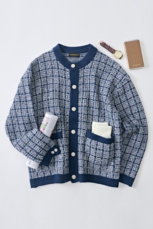 트위드 미니멀 가디건 (블루)