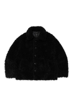 HIGH-NECK CITY FUR JACKET (BLACK)