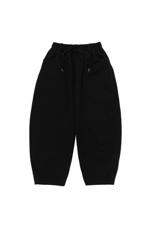 WASHED COTTON CURVED PANTS (BLACK)