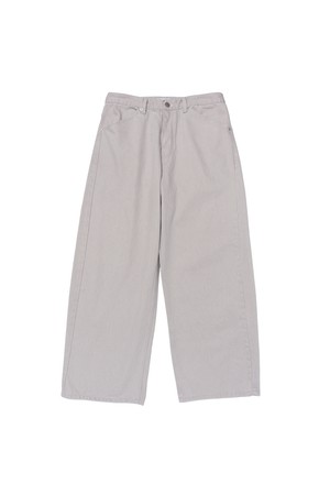 VINTAGE COTTON WIDE CURVED DENIM PANTS (GRAY)