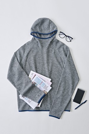 핑거 홀 플리스 후디 (그레이)