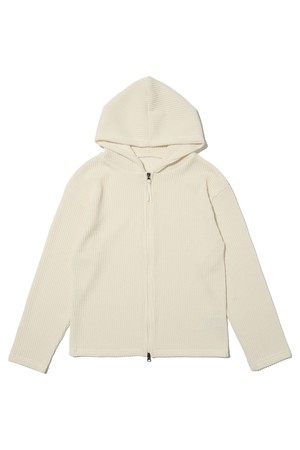 투웨이 골지 후드 집업 크롭 니트 (아이보리)