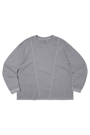 피그먼트 크루넥 라인 크롭 롱슬리브 (그레이)