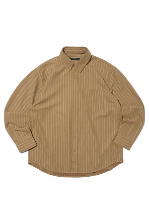 스트라이프 피치 스킨 긴팔 셔츠 (베이지)