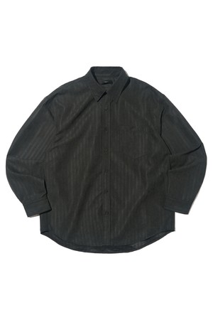 스트라이프 피치 스킨 긴팔 셔츠 (블랙)