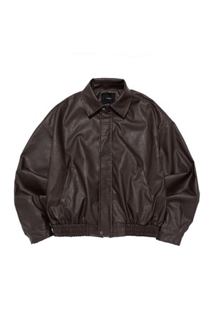 CROP LEATHER BLOUSON JACKET (BROWN)