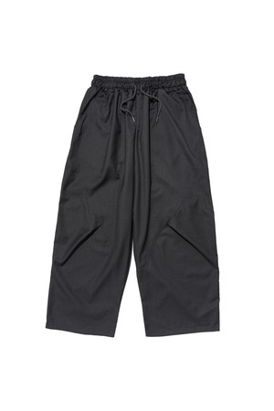 CURVED WIDE BANDING SLACKS (CHARCOAL)