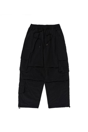 MULTI-POCKET NYLON CARGO PANTS (BLACK)