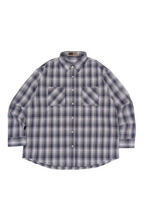 MULTI-POCKET OVER CHECK SHIRT (NAVY)