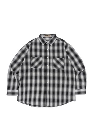 OVERSIZE PLAID POCKET CHECK SHIRT (BLACK)