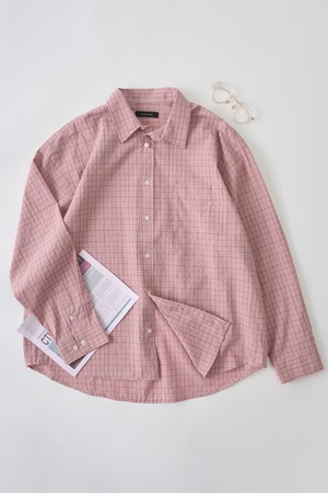 라이트 댄디 체크 셔츠 (핑크)