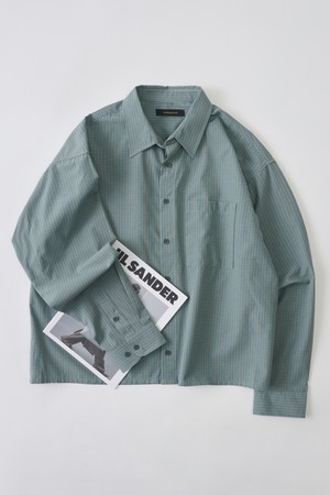 플래드 크롭 체크셔츠 (카키)