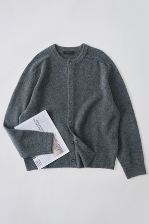 핸디 라운드 크롭핏 니트 가디건 (차콜)