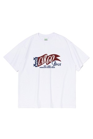 (BIGSIZE) CARGO VINTAGE FLAG SHORT SLEEVE T-SHIRT (WHITE)